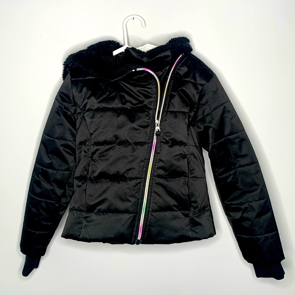 Arizona Winter Jacket- girls 6/6x- black with rainbow zipper